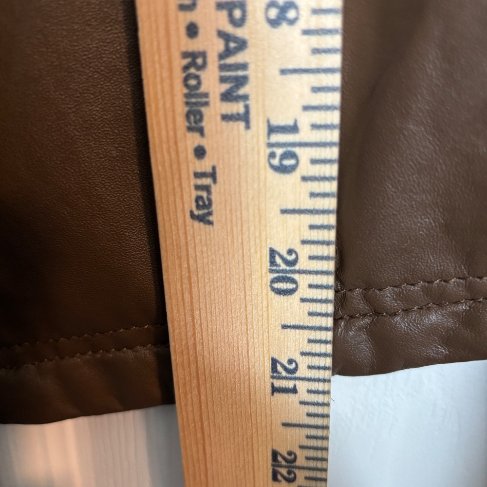 Neiman Marcus Exclusive Brown Genuine Leather Ruffle Draped Front Jacket Medium - Picture 10 of 15